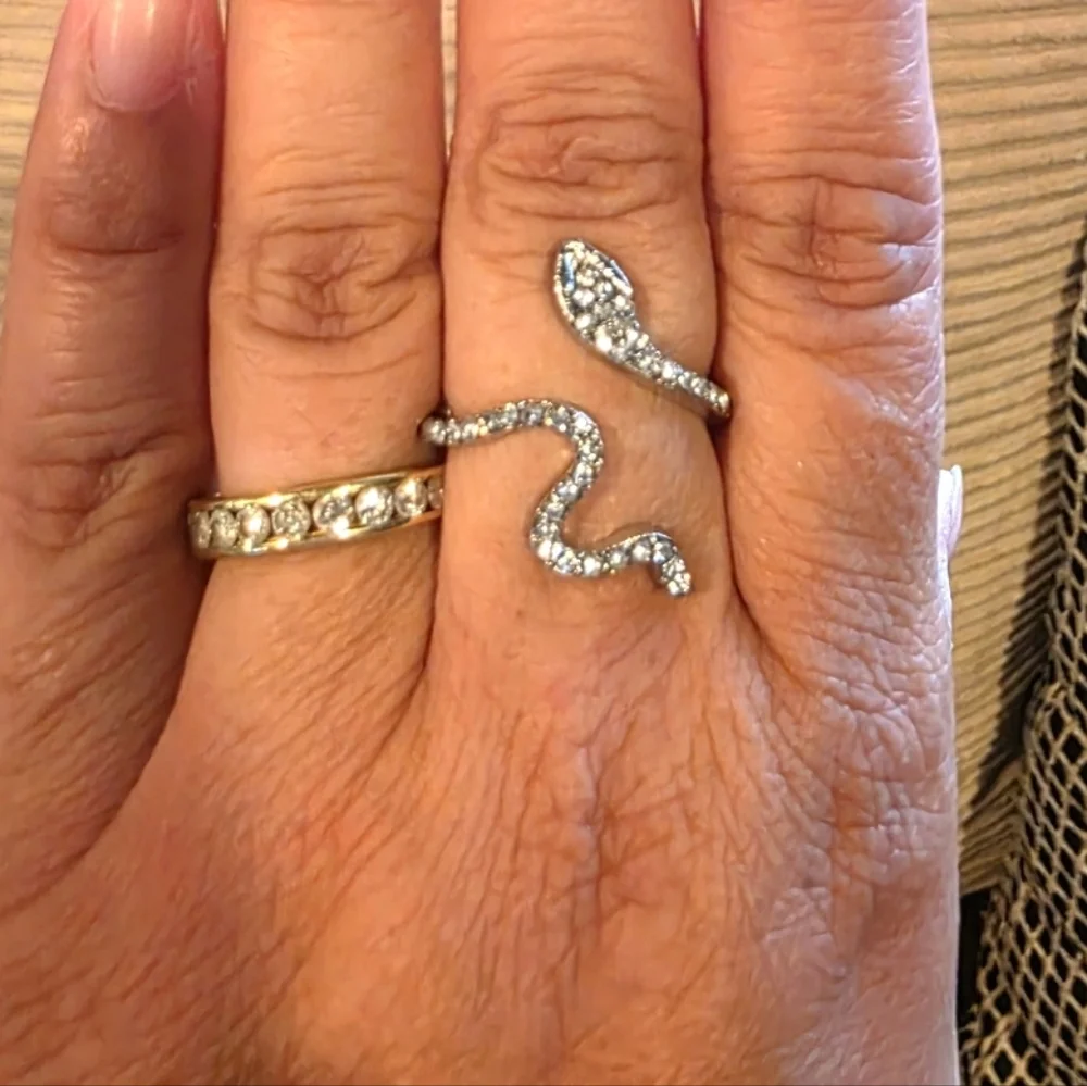 Rhinestone Snake Ring Adjustable